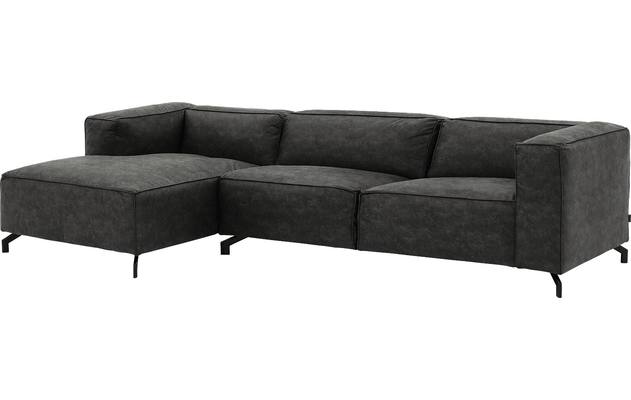 Goossens loungebank calvin grijs micro leer - 8190319-635-02-gespiegeld