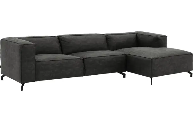 Goossens loungebank calvin grijs micro leer - 8190319-635-02