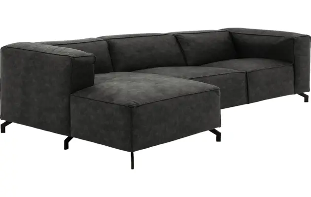 Goossens loungebank calvin grijs micro leer - 8190319-635-03-gespiegeld