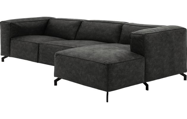 Goossens loungebank calvin grijs micro leer - 8190319-635-03
