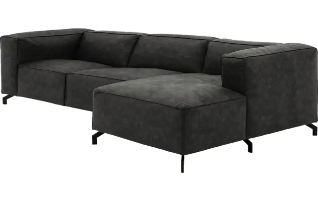 Goossens loungebank calvin grijs micro leer - 8190319-635-03