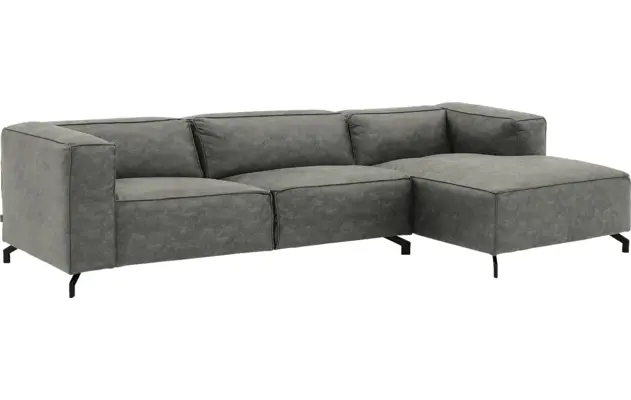Goossens loungebank calvin grijs micro leer - 8190319-636-02