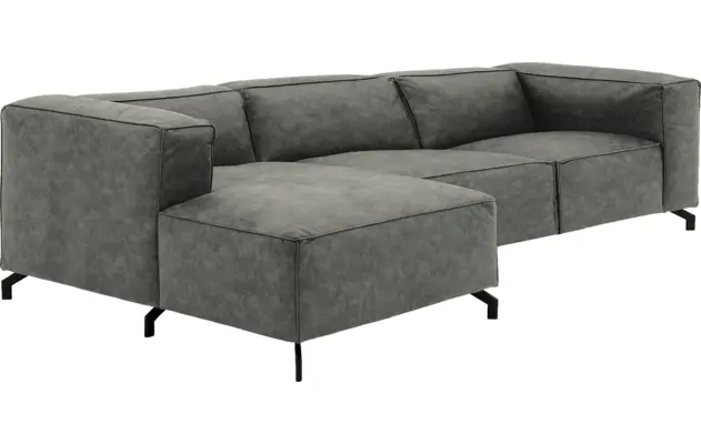 Goossens loungebank calvin grijs micro leer - 8190319-636-03-gespiegeld