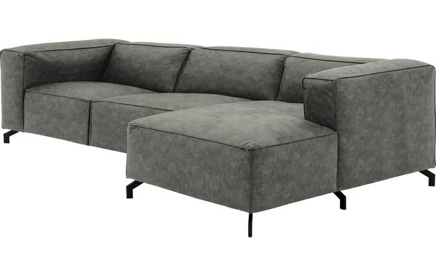 Goossens loungebank calvin grijs micro leer - 8190319-636-03