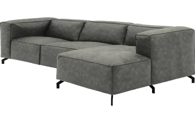 Goossens loungebank calvin grijs micro leer - 8190319-636-03