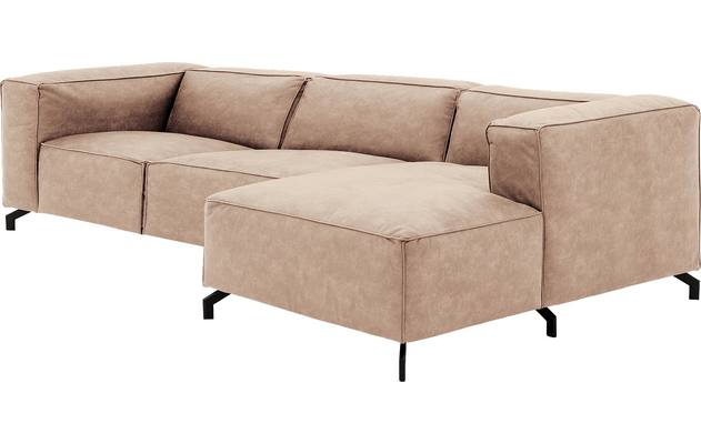 Goossens loungebank calvin beige micro leer - 8190319-637-03