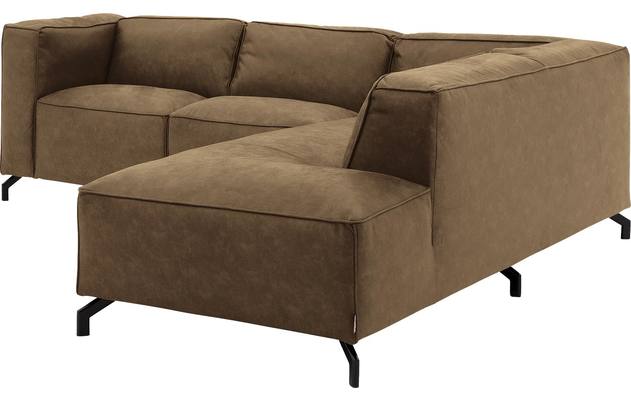 Goossens hoekbank calvin groen micro leer - 8190320-626-03-gespiegeld
