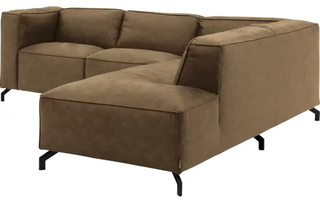 Goossens hoekbank calvin groen micro leer - 8190320-626-03-gespiegeld
