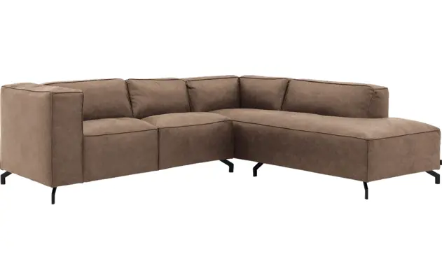 Goossens hoekbank calvin bruin micro leer - 8190320-627-02-gespiegeld