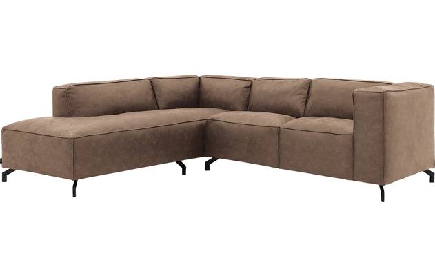 Goossens hoekbank calvin bruin micro leer - 8190320-627-02