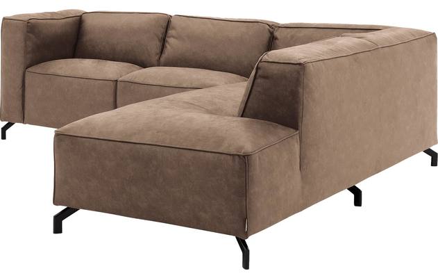 Goossens hoekbank calvin bruin micro leer - 8190320-627-03-gespiegeld