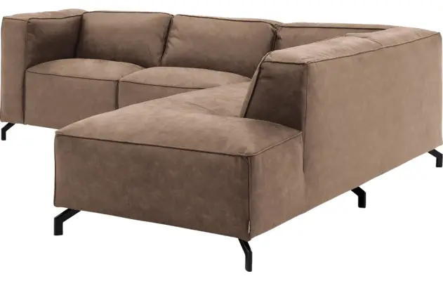 Goossens hoekbank calvin bruin micro leer - 8190320-627-03-gespiegeld