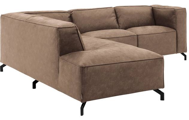 Goossens hoekbank calvin bruin micro leer - 8190320-627-03