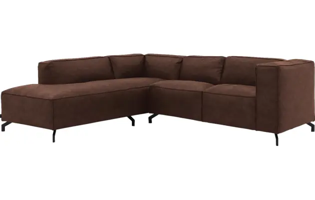 Goossens hoekbank calvin bruin micro leer - 8190320-631-02