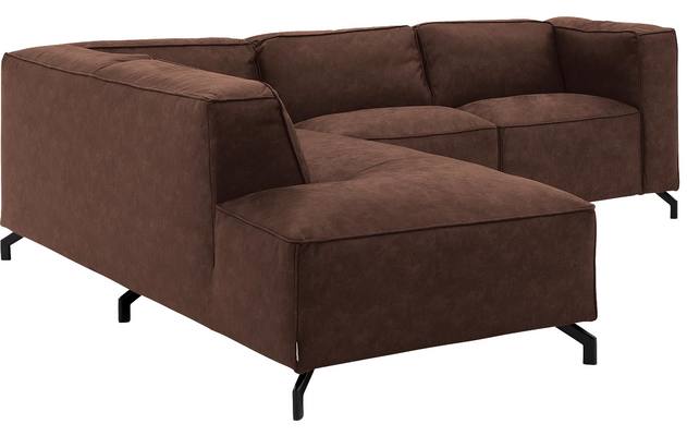 Goossens hoekbank calvin bruin micro leer - 8190320-631-03