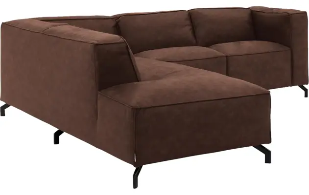 Goossens hoekbank calvin bruin micro leer - 8190320-631-03