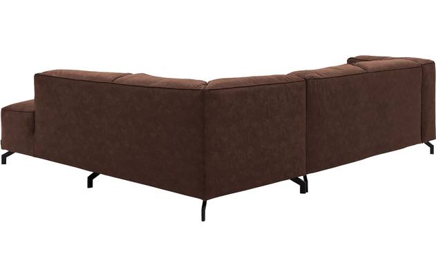 Goossens hoekbank calvin bruin micro leer - 8190320-631-04-gespiegeld