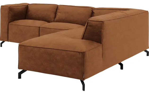 Goossens hoekbank calvin bruin micro leer - 8190320-633-03-gespiegeld