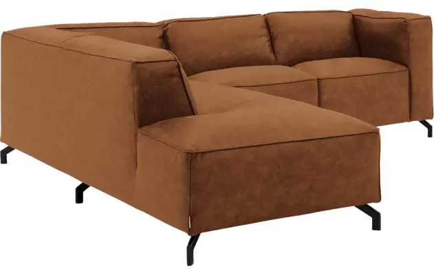 Goossens hoekbank calvin bruin micro leer - 8190320-633-03