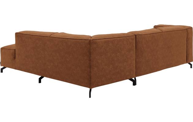 Goossens hoekbank calvin bruin micro leer - 8190320-633-04-gespiegeld