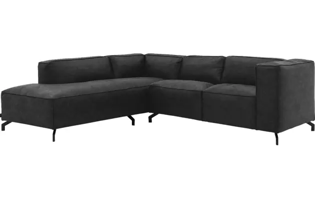 Goossens hoekbank calvin grijs micro leer - 8190320-634-02