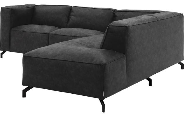 Goossens hoekbank calvin grijs micro leer - 8190320-634-03-gespiegeld