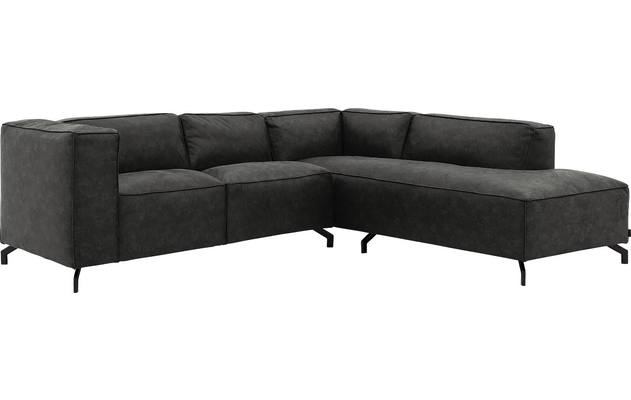 Goossens hoekbank calvin grijs micro leer - 8190320-635-02-gespiegeld