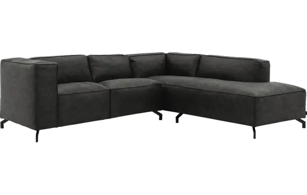 Goossens hoekbank calvin grijs micro leer - 8190320-635-02-gespiegeld