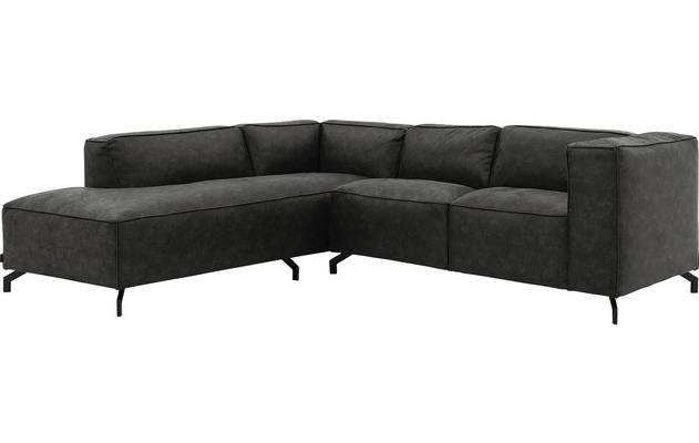 Goossens hoekbank calvin grijs micro leer - 8190320-635-02