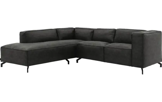 Goossens hoekbank calvin grijs micro leer - 8190320-635-02