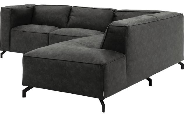 Goossens hoekbank calvin grijs micro leer - 8190320-635-03-gespiegeld