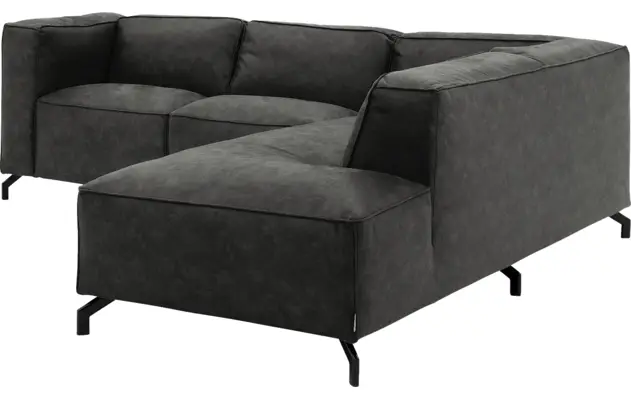 Goossens hoekbank calvin grijs micro leer - 8190320-635-03-gespiegeld