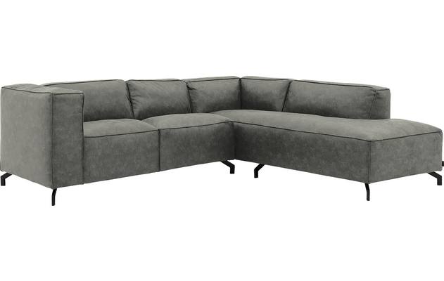 Goossens hoekbank calvin grijs micro leer - 8190320-636-02-gespiegeld