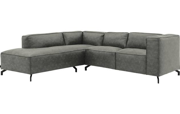 Goossens hoekbank calvin grijs micro leer - 8190320-636-02