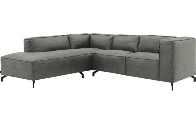 Goossens hoekbank calvin grijs micro leer - 8190320-636-02