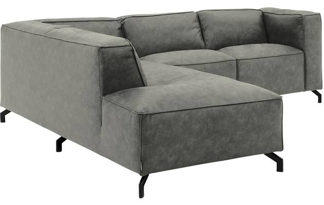 Goossens hoekbank calvin grijs micro leer - 8190320-636-03