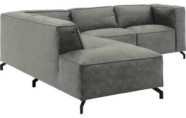 Goossens hoekbank calvin grijs micro leer - 8190320-636-03