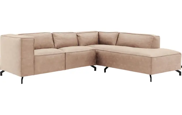 Goossens hoekbank calvin beige micro leer - 8190320-637-02-gespiegeld