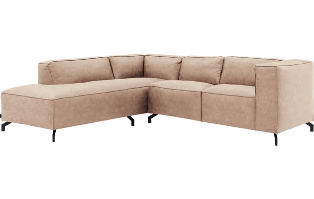 Goossens hoekbank calvin beige micro leer - 8190320-637-02