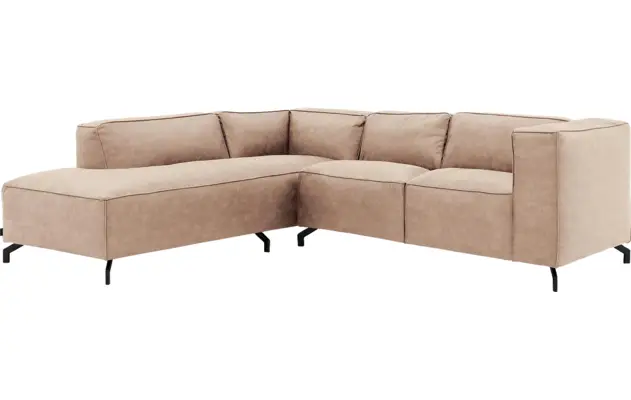 Goossens hoekbank calvin beige micro leer - 8190320-637-02