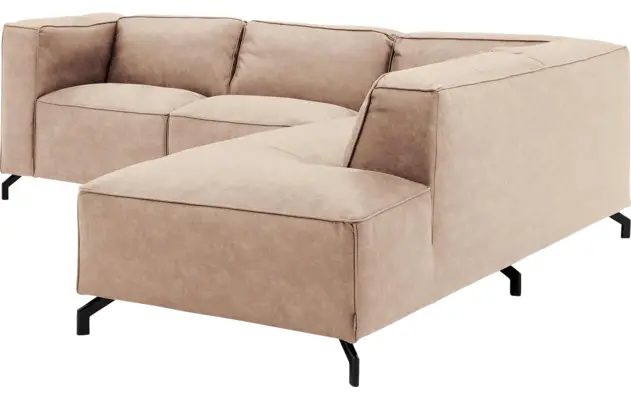 Goossens hoekbank calvin beige micro leer - 8190320-637-03-gespiegeld