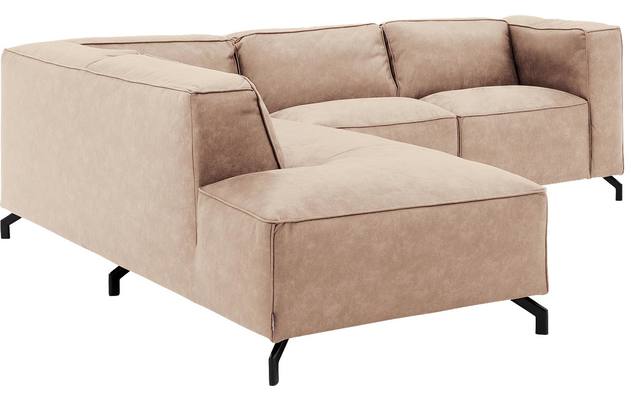 Goossens hoekbank calvin beige micro leer - 8190320-637-03