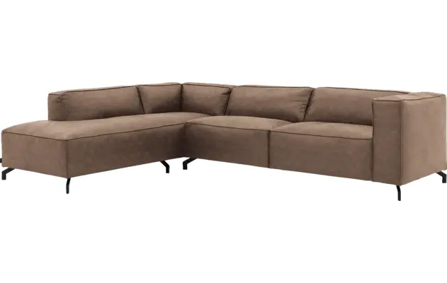 Goossens hoekbank calvin bruin micro leer - 8190321-627-02
