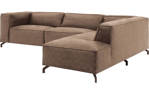 Goossens hoekbank calvin bruin micro leer - 8190321-627-03-gespiegeld