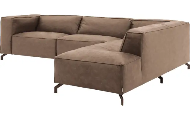Goossens hoekbank calvin bruin micro leer - 8190321-627-03-gespiegeld