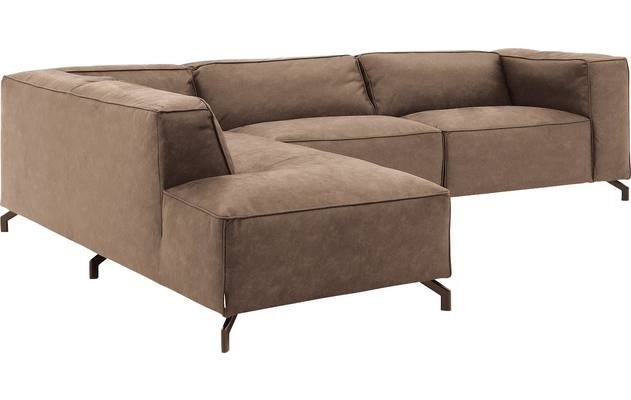Goossens hoekbank calvin bruin micro leer - 8190321-627-03