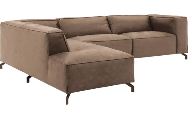 Goossens hoekbank calvin bruin micro leer - 8190321-627-03