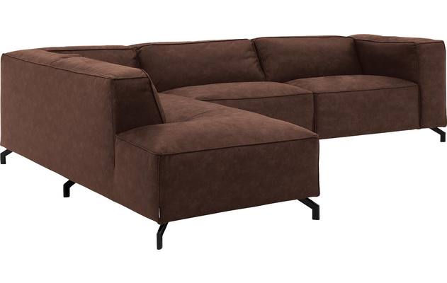 Goossens hoekbank calvin bruin micro leer - 8190321-631-03