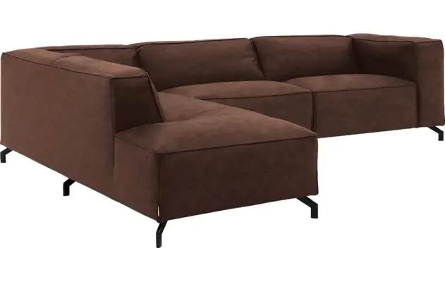 Goossens hoekbank calvin bruin micro leer - 8190321-631-03