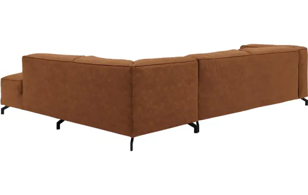 Goossens hoekbank calvin bruin micro leer - 8190321-633-04-gespiegeld
